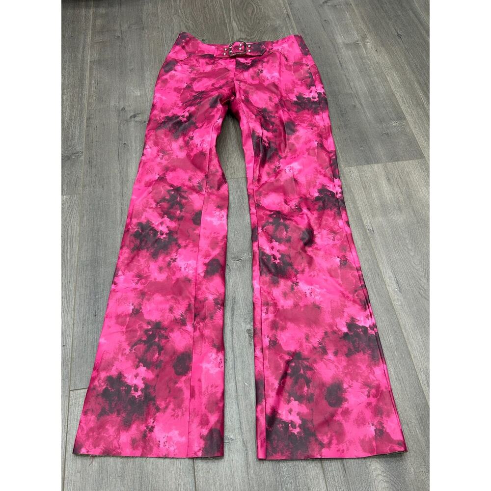 I.AM.GIA Womens‎ Pantea Pink Buckle Faux Leather Pants Tie Dye Flare Leg Size S